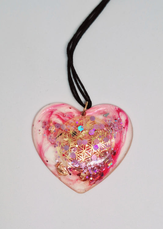 Collier cœur - fleur de vie