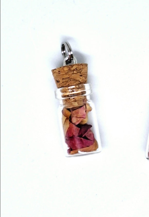 Collier fiole à souhaits  cylindriques - végétaux