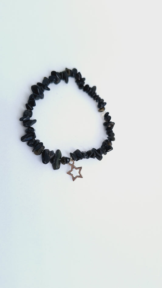 Bracelet obsidienne - étoile