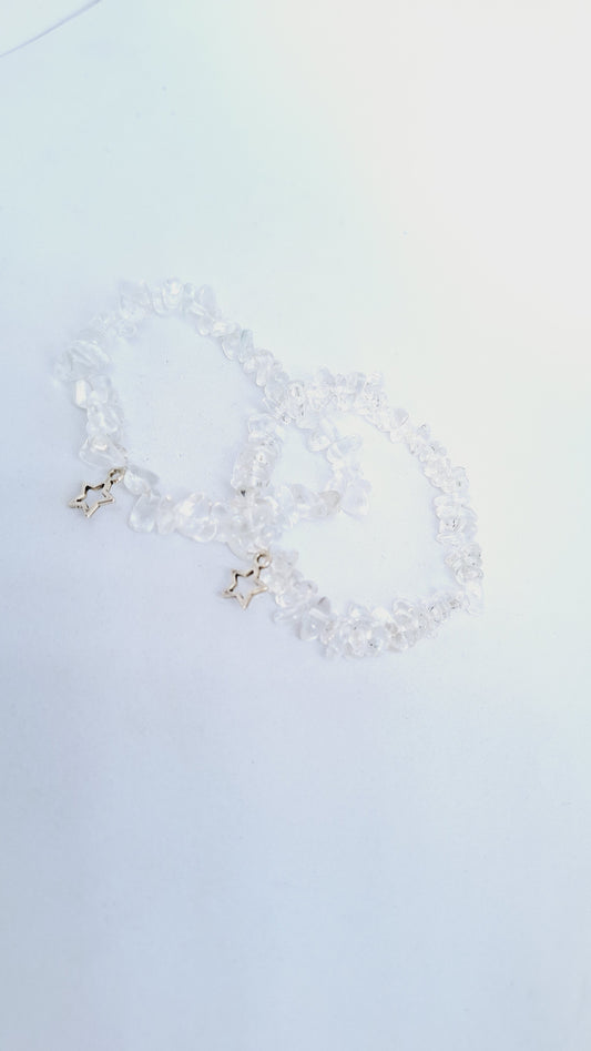 Bracelet quartz / cristal de roche - étoile