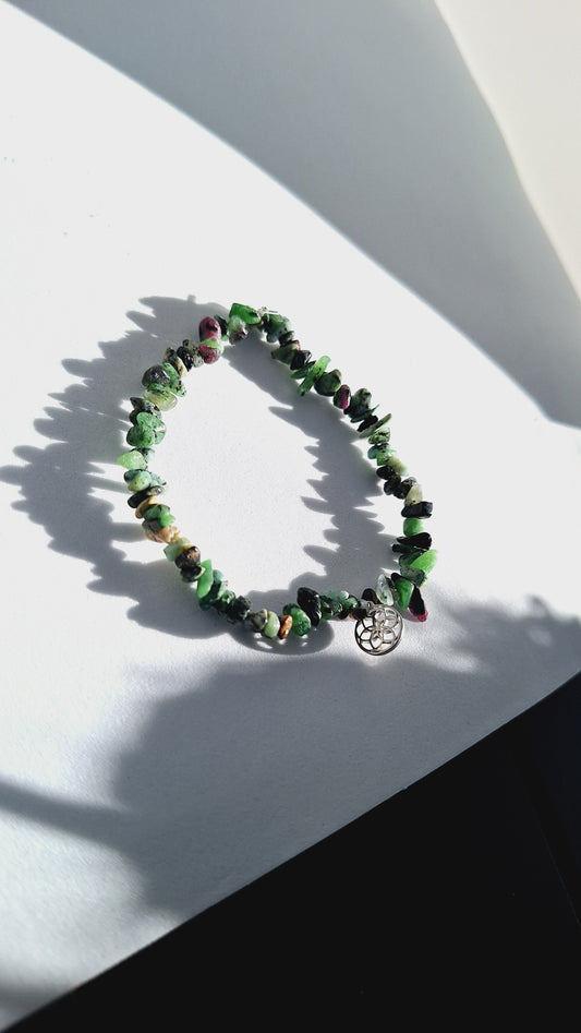 Bracelet zoïsite - fleur de vie