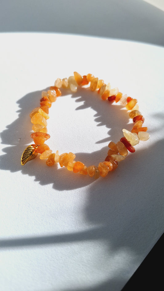 Bracelet aventurine rouge - feuille