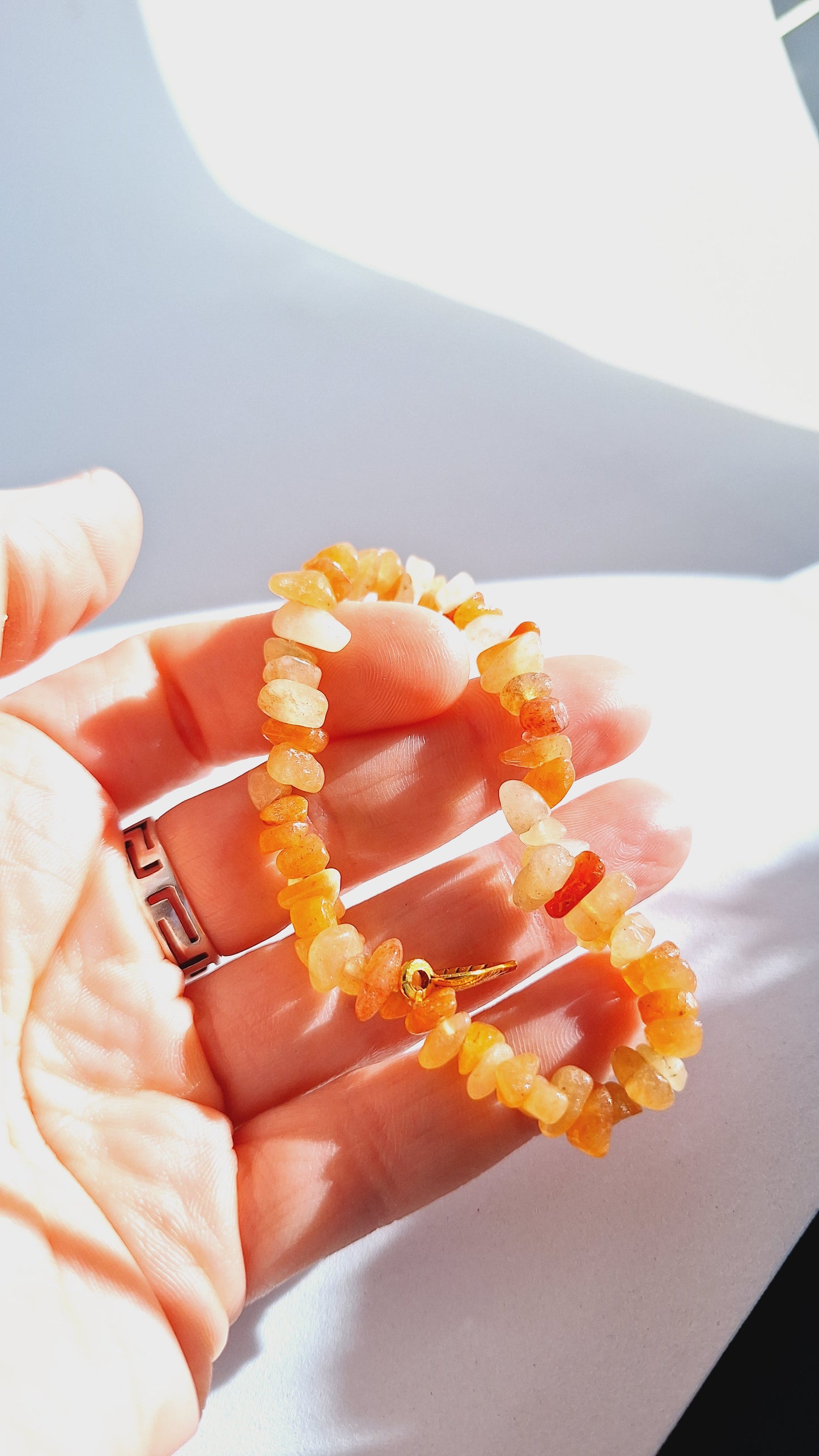 Bracelet aventurine rouge - feuille