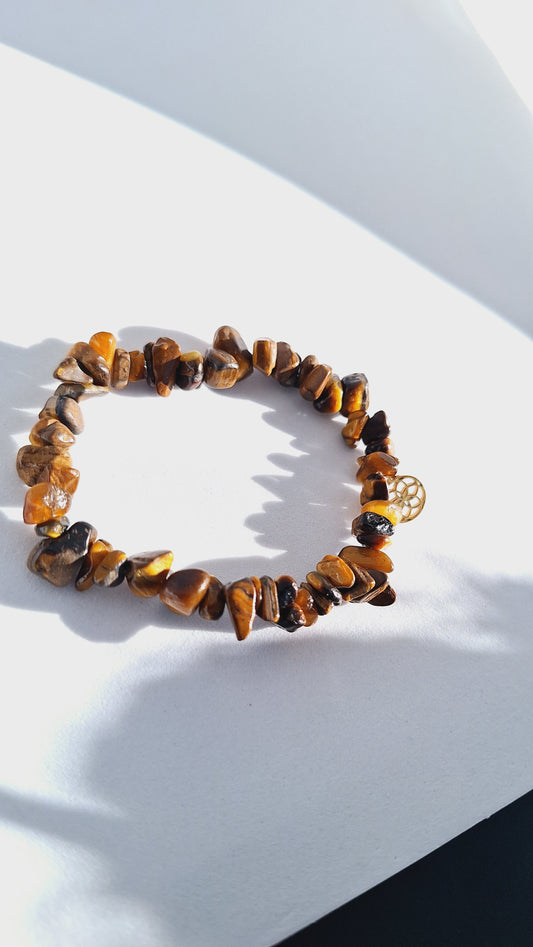 Bracelet œil de tigre - fleur de vie