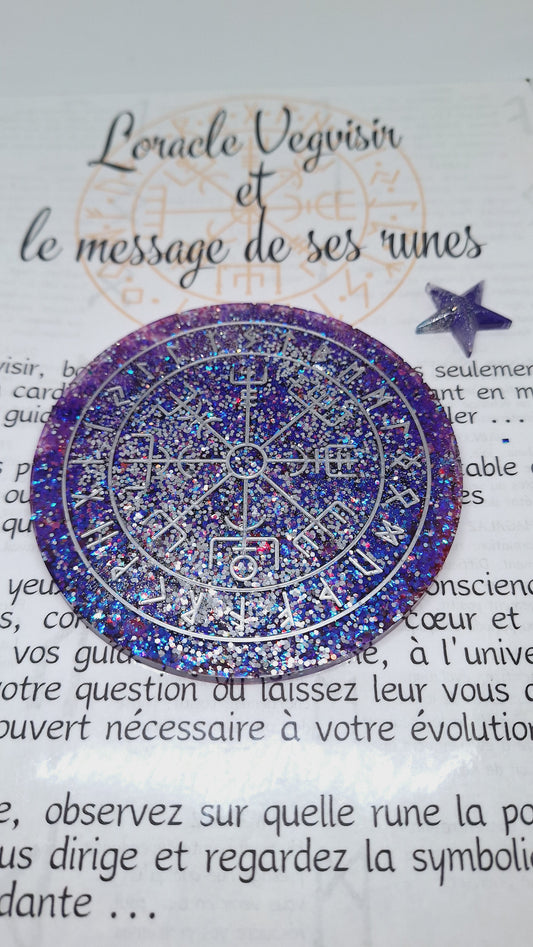 Oracle Vegvisir et message de ses runes - violet, petit format