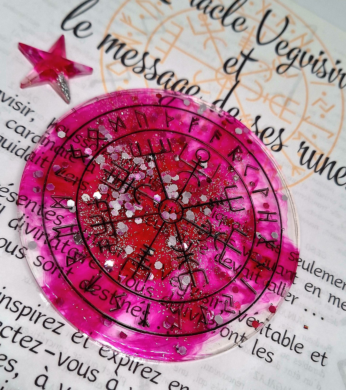 Oracle Vegvisir et message de ses runes - rose, petit format