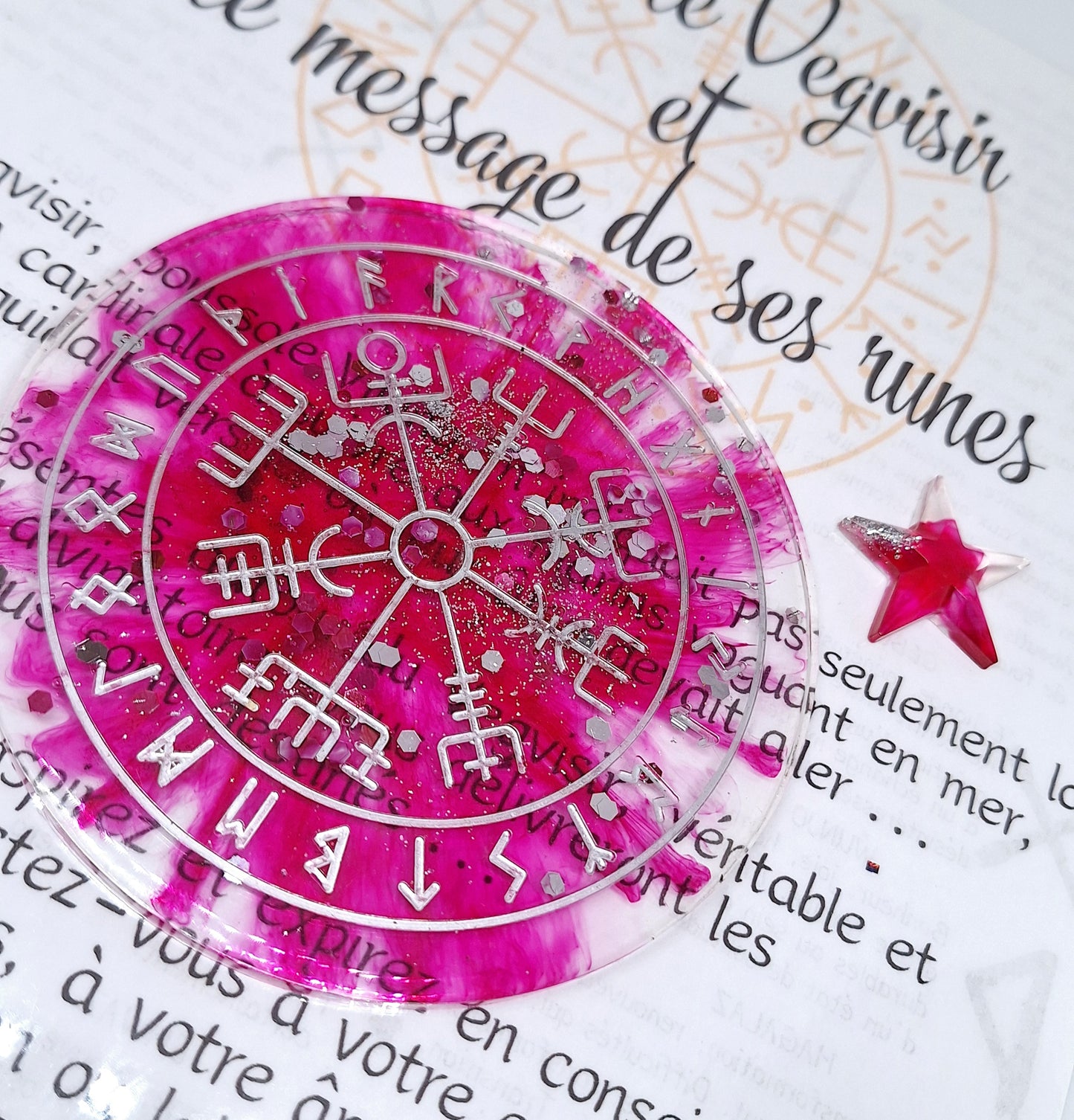Oracle Vegvisir et message de ses runes - rose, petit format