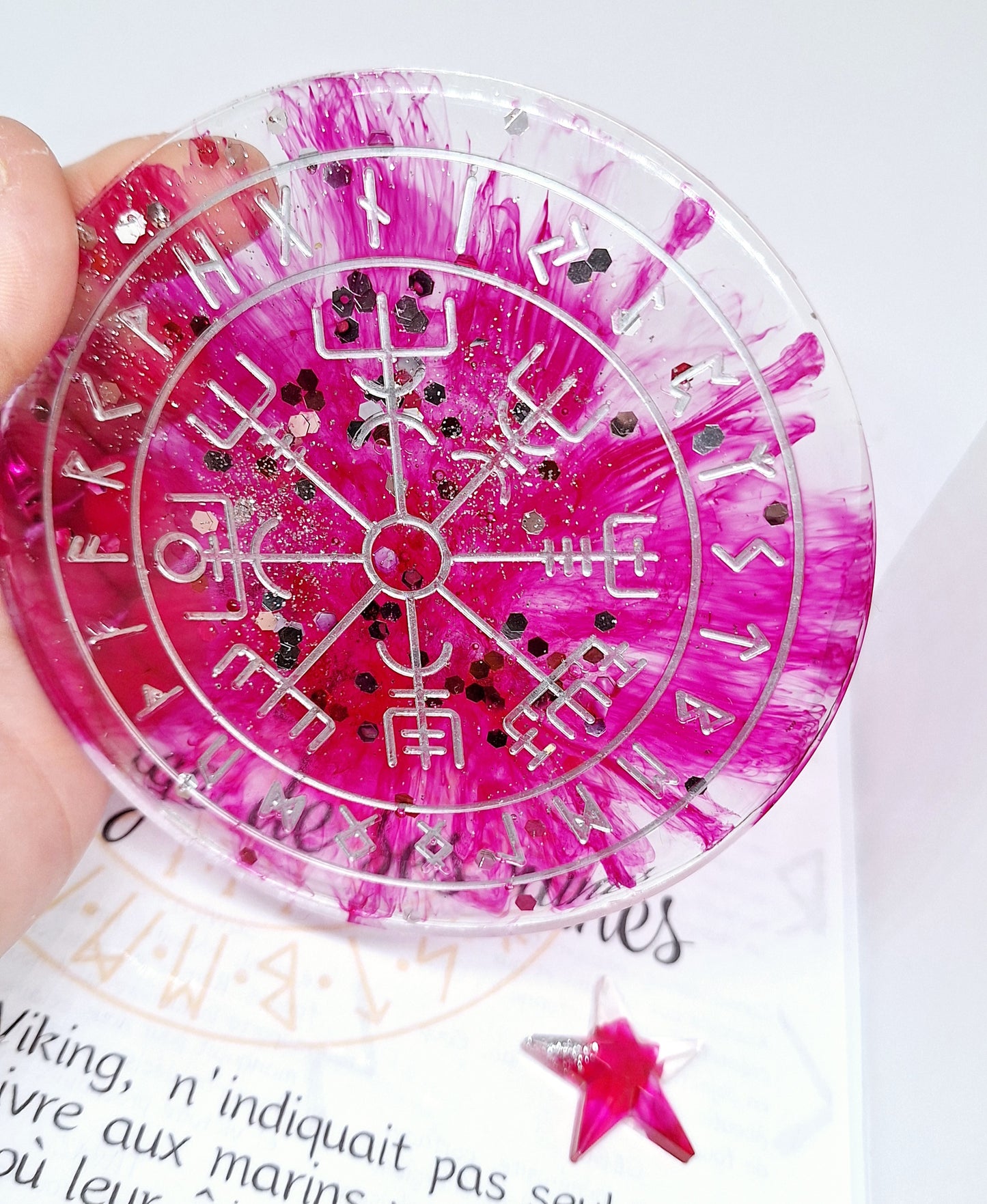 Oracle Vegvisir et message de ses runes - rose, petit format