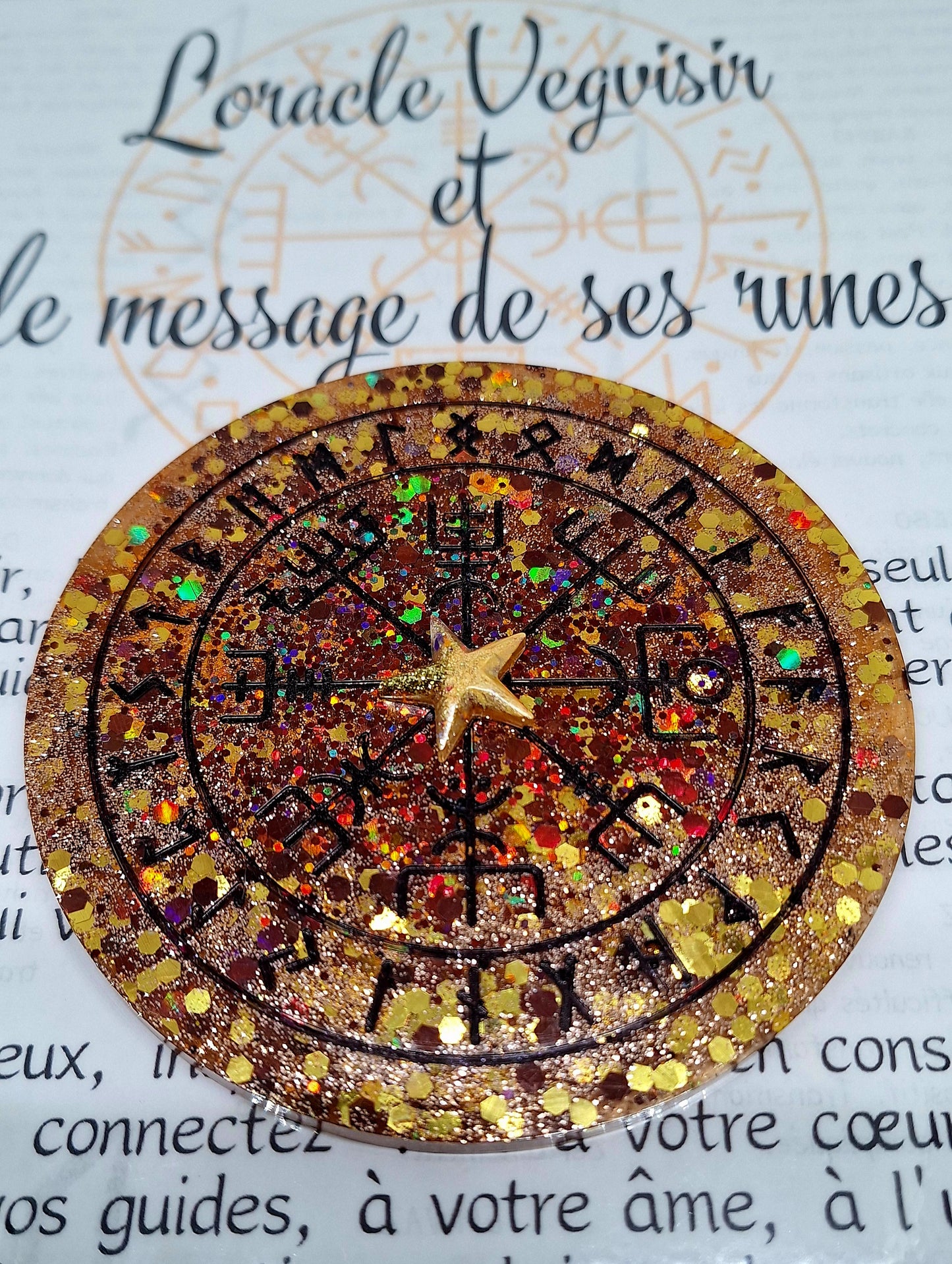 Oracle Vegvisir et message de ses runes, orange, petit format