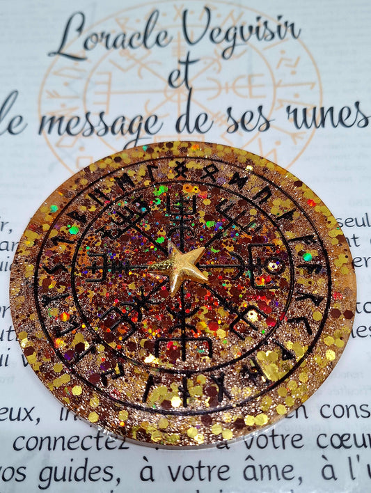 Oracle Vegvisir et message de ses runes, orange, petit format