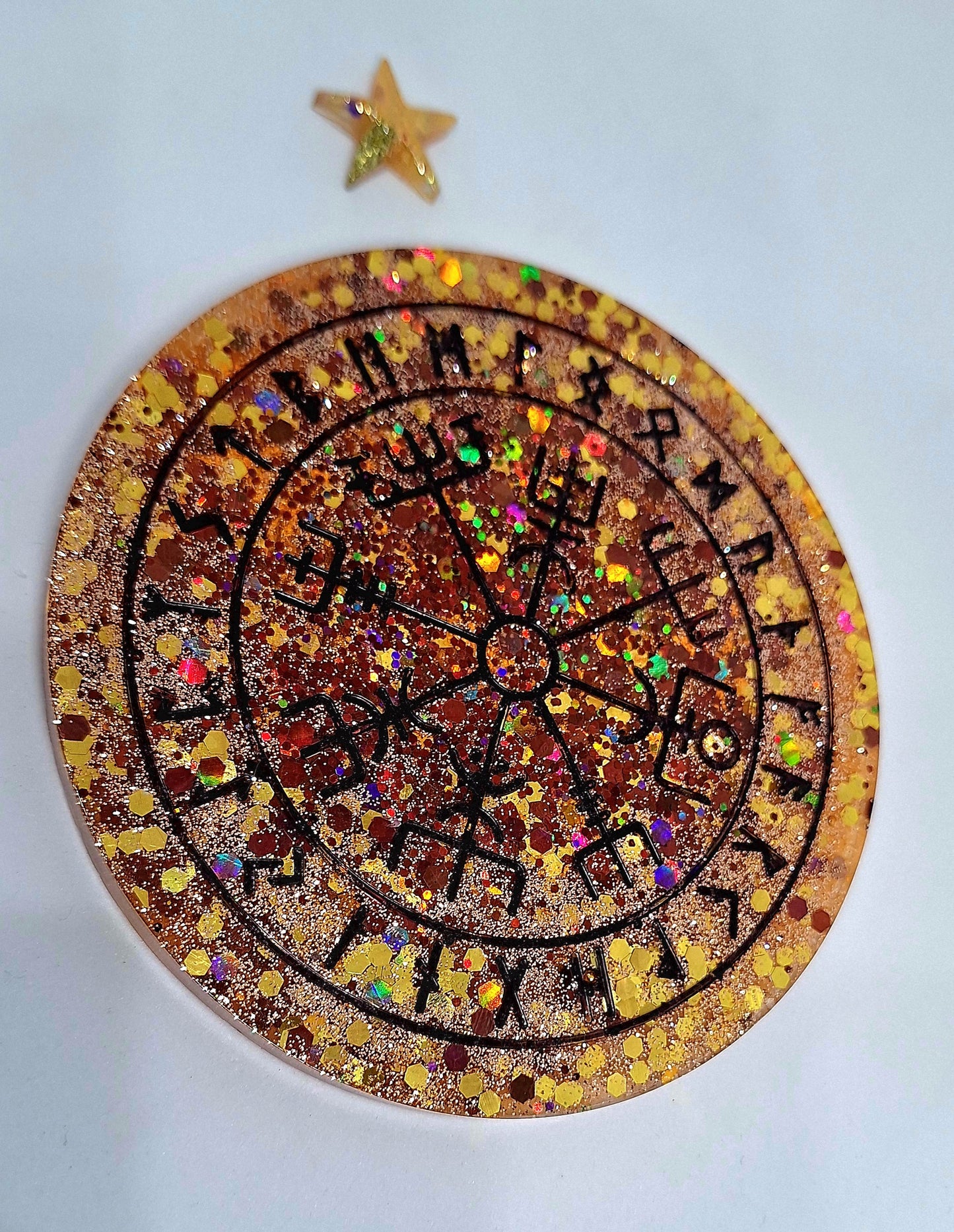 Oracle Vegvisir et message de ses runes, orange, petit format