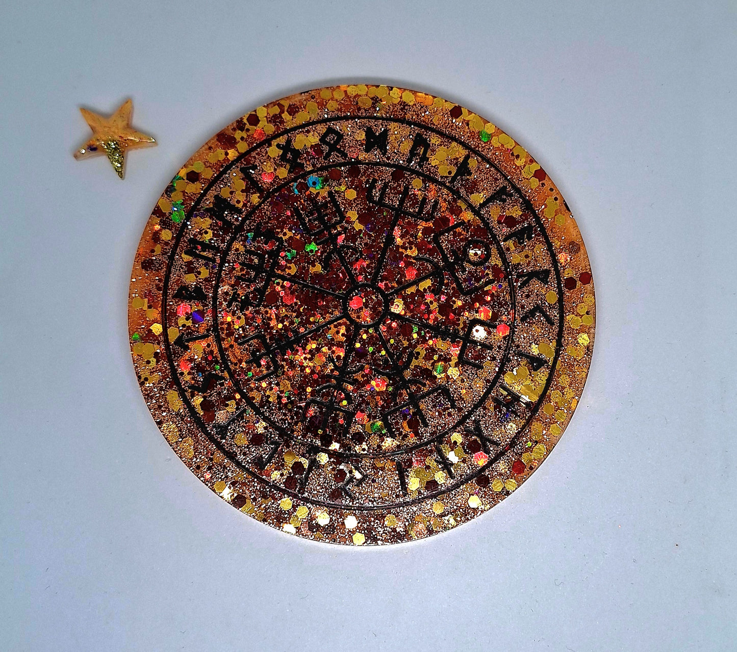 Oracle Vegvisir et message de ses runes, orange, petit format