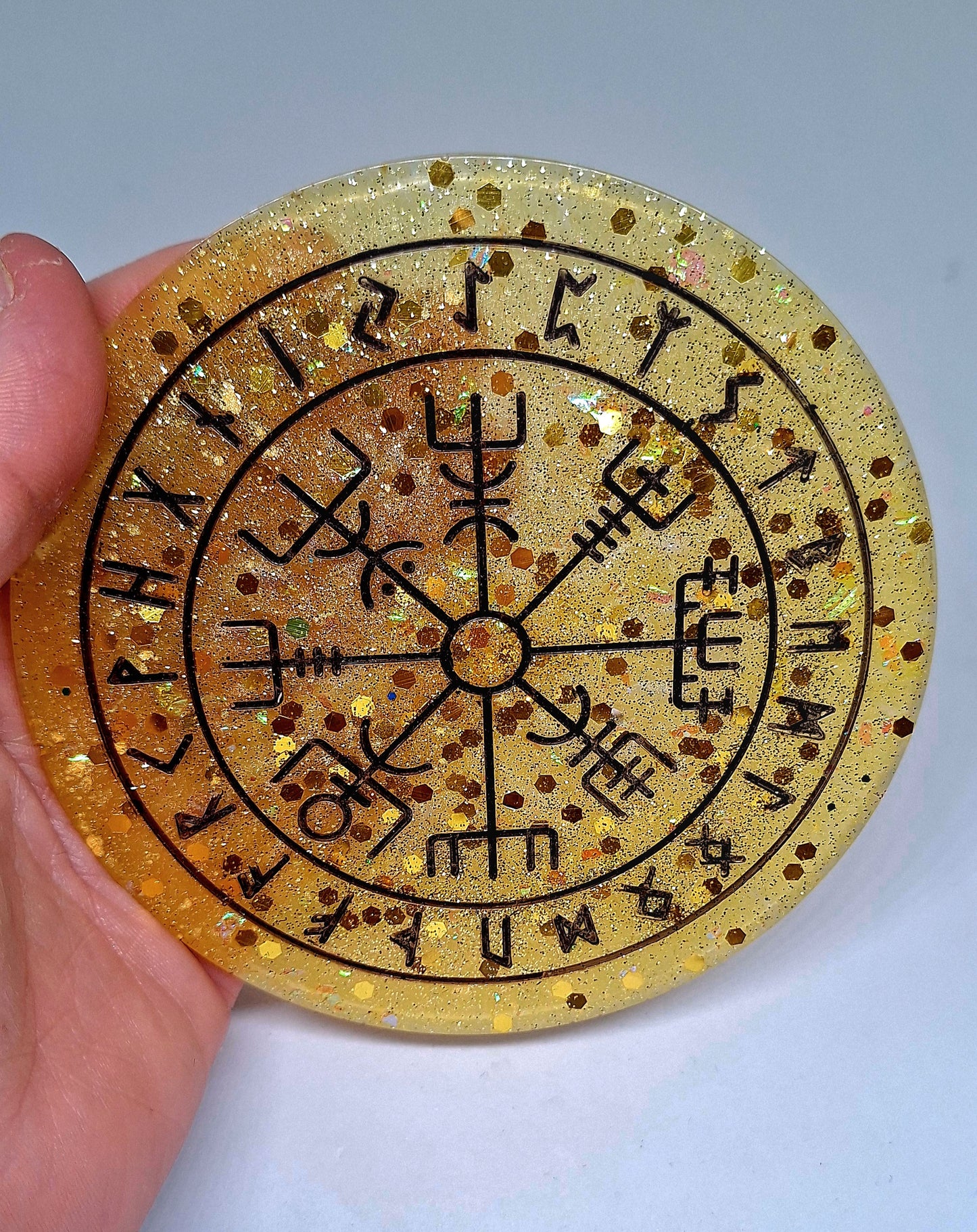 Oracle Vegvisir et message de ses runes, jaune, petit format