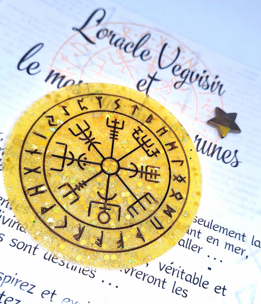 Oracle Vegvisir et message de ses runes, jaune, petit format