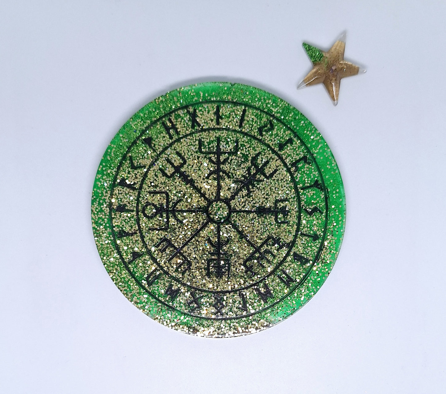 Oracle Vegvisir et message de ses runes - vert, petit format