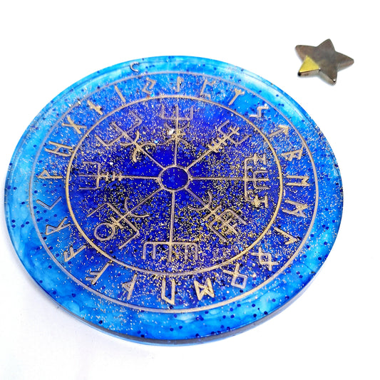 Oracle Vegvisir et message de ses runes, bleu foncé, petit format