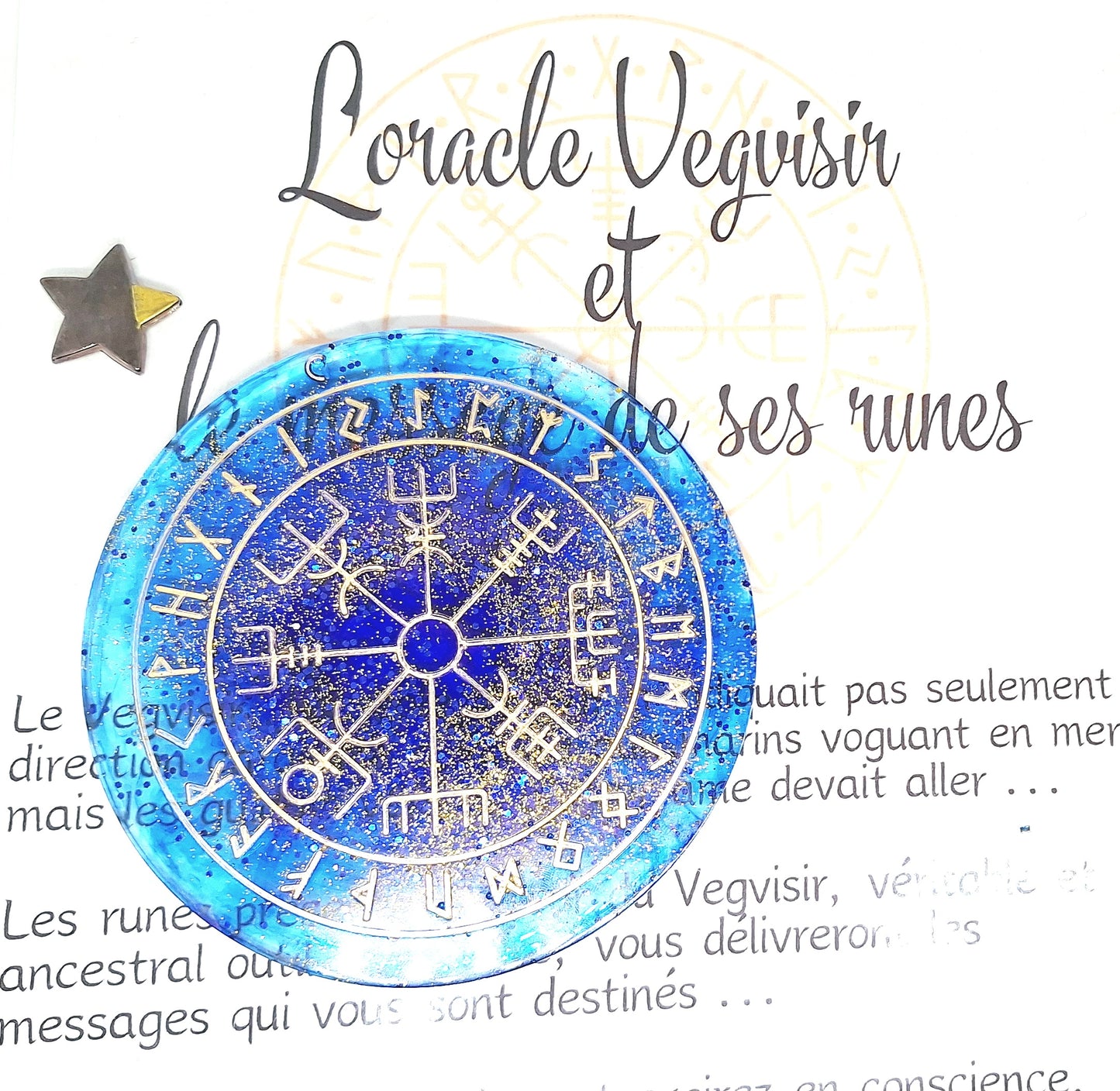 Oracle Vegvisir et message de ses runes, bleu foncé, petit format