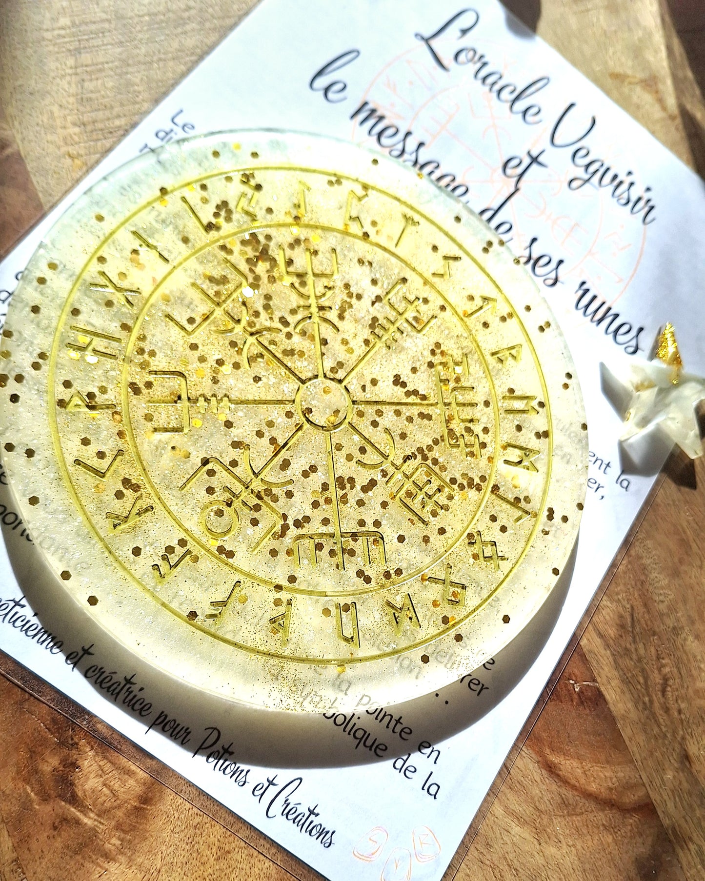 Oracle Vegvisir et message de ses runes, blanc, grand format