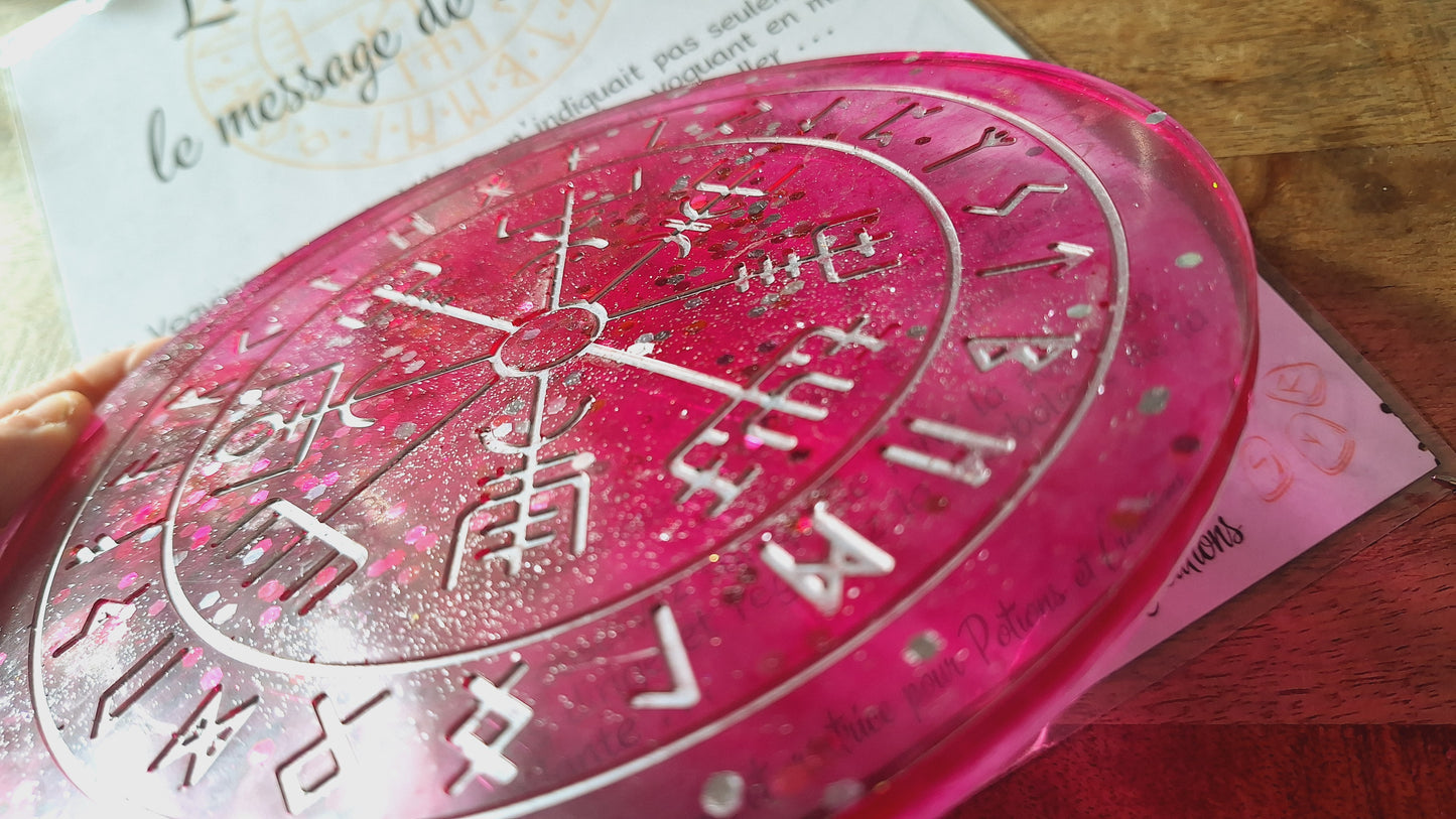 Oracle Vegvisir et message de ses runes, rose, grand format