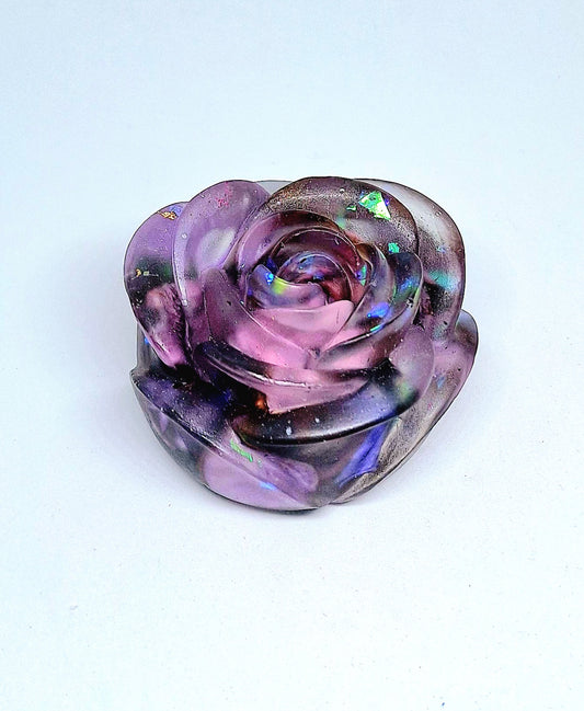 Rose éclose en résine - Divers coloris