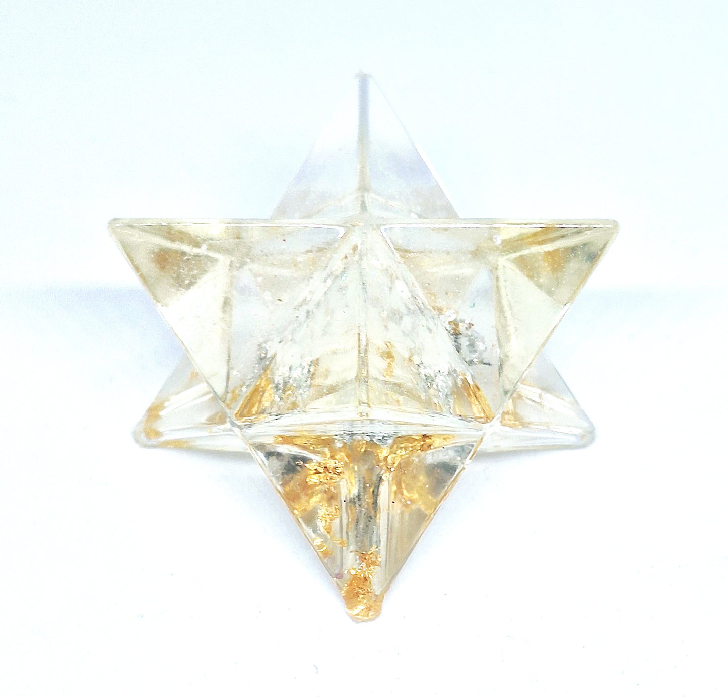 Merkaba orgonite quartz opaque aluminium et or L