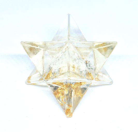 Merkaba orgonite quartz opaque aluminium et or L