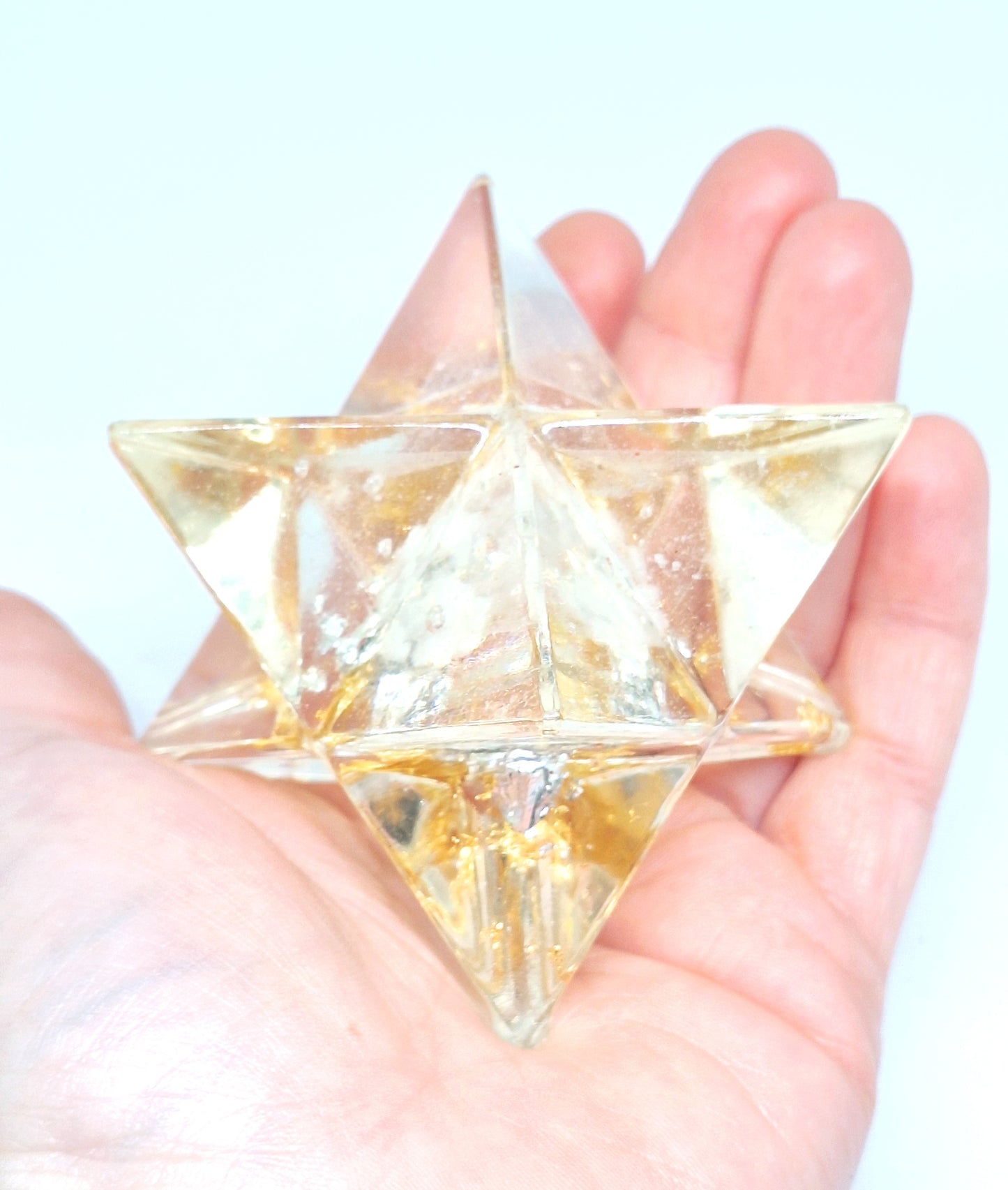 Merkaba orgonite quartz opaque aluminium et or L