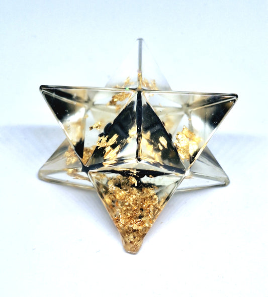 Merkaba orgonite obsidienne - or XL