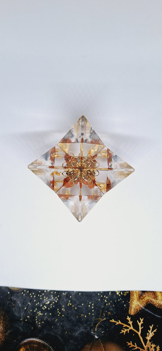 Merkaba orgonite jaspe rouge et Métatron XL
