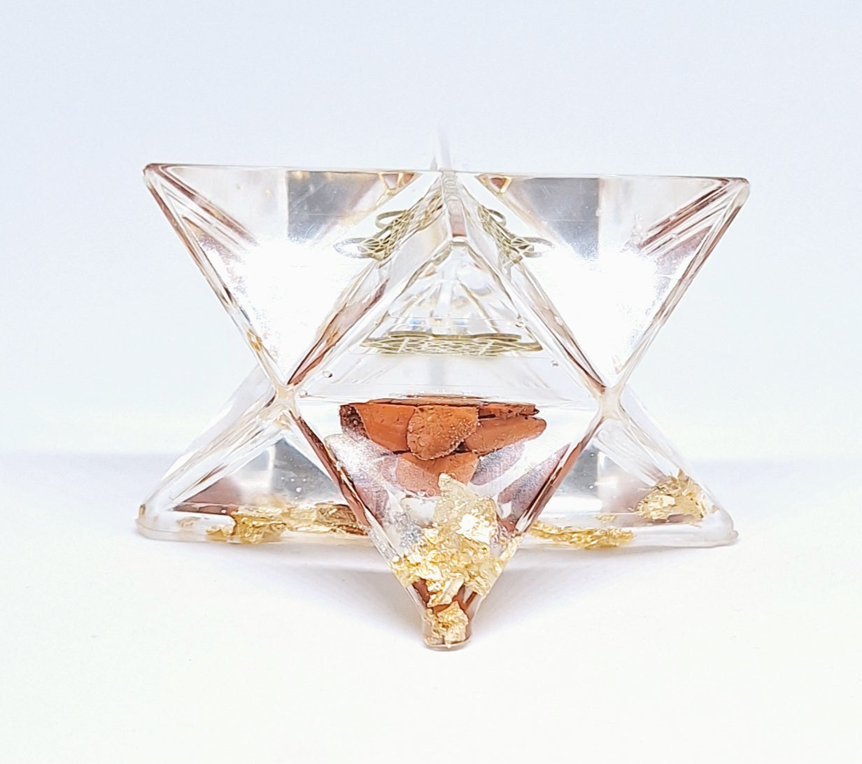 Merkaba orgonite jaspe rouge et Métatron XL