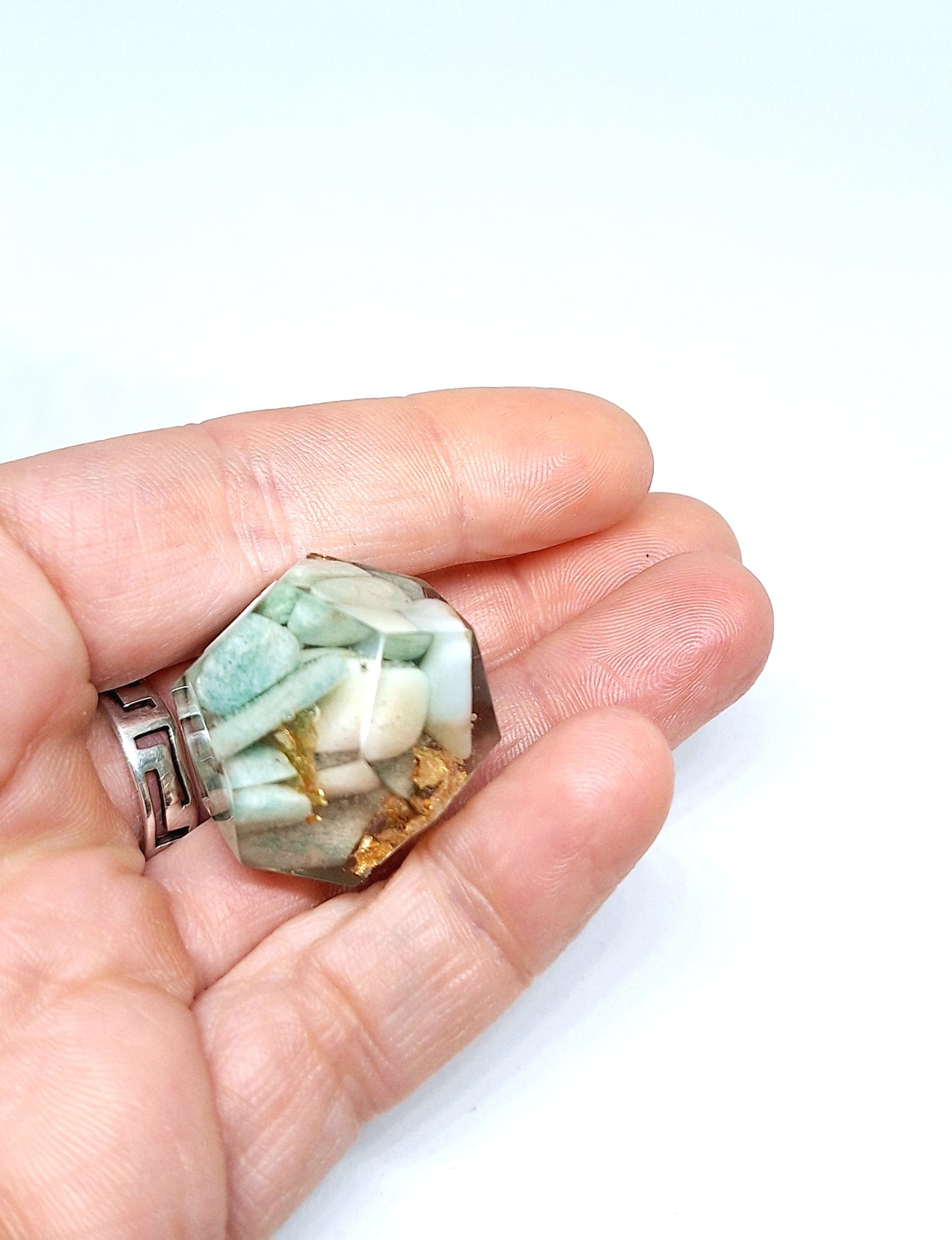Orgonite Dodécaèdre amazonite - or XS