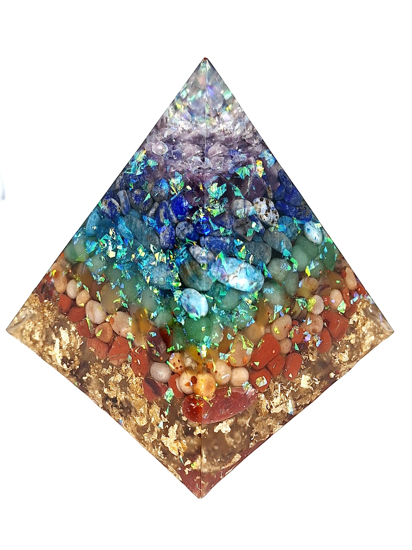 Orgonite de réharmonisation globale, pyramide XXL~ - Œil d'Horus, or