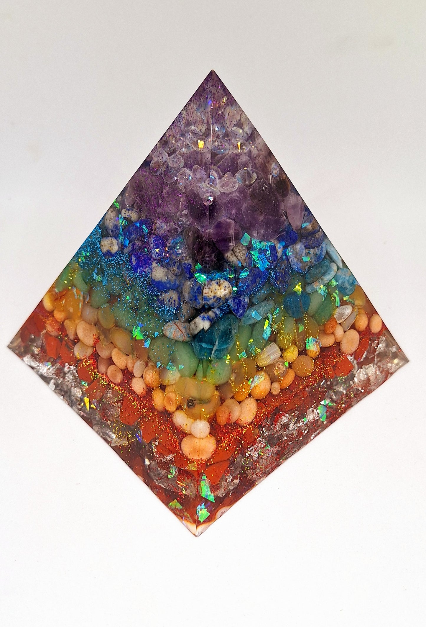 Orgonite de réharmonisation globale, pyramide XL - Arbre de vie, aluminium
