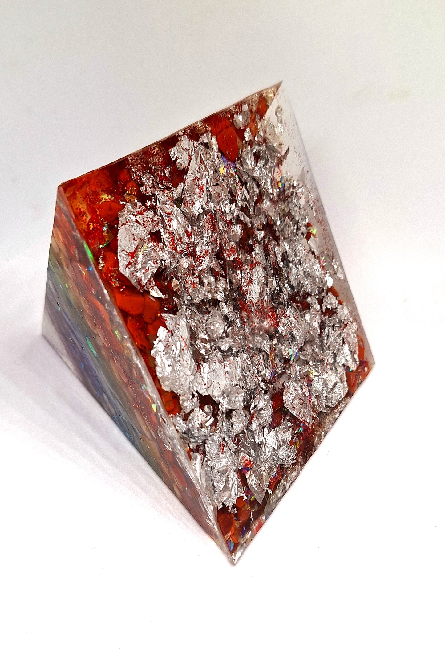 Orgonite de réharmonisation globale, pyramide XL - Arbre de vie, aluminium