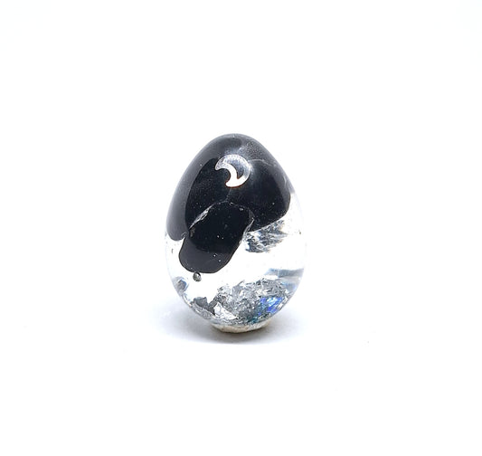 Orgonite œuf XS - Obsidienne, lune, aluminium
