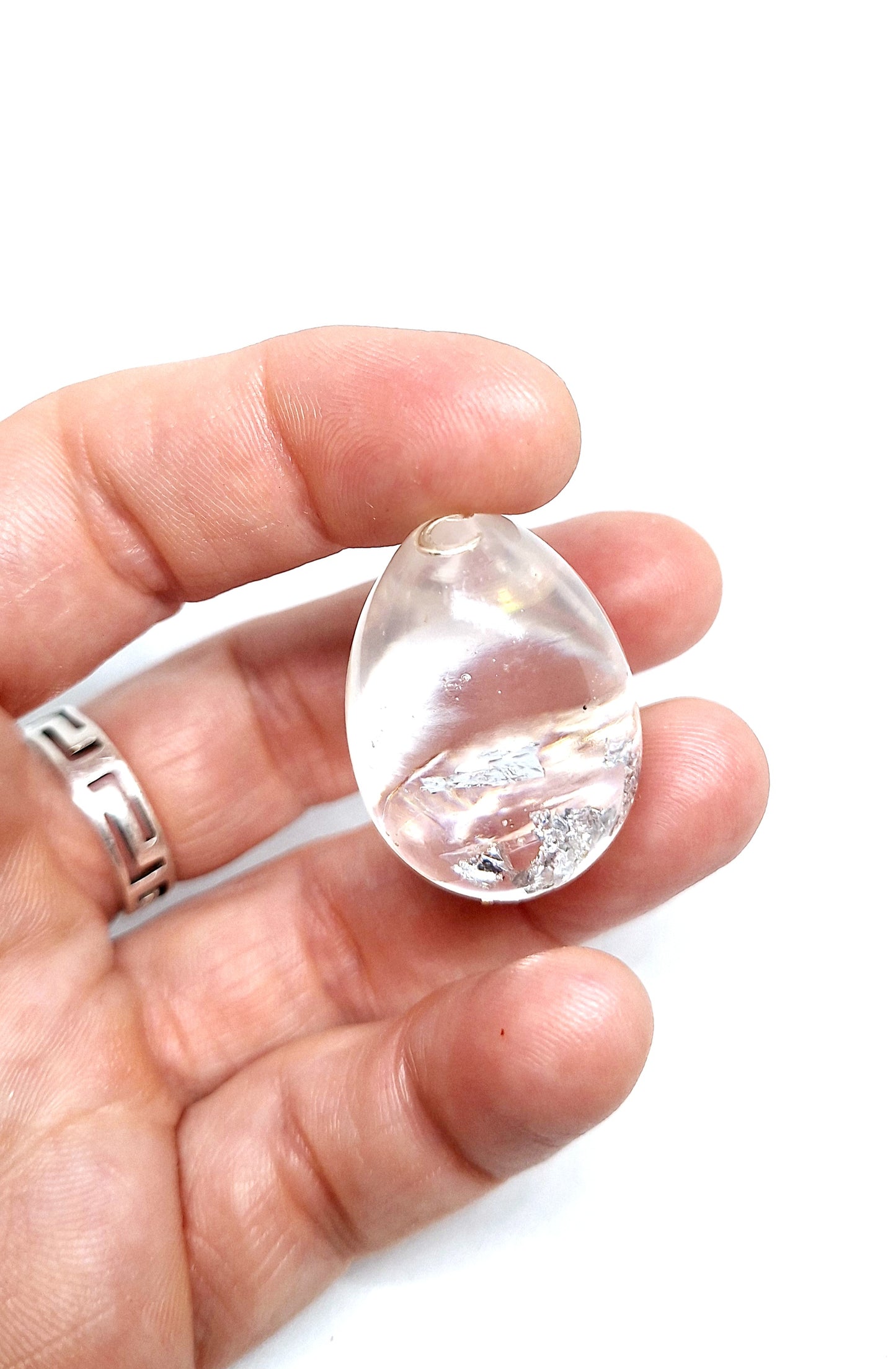 Orgonite œuf XS - Quartz, lune, aluminium