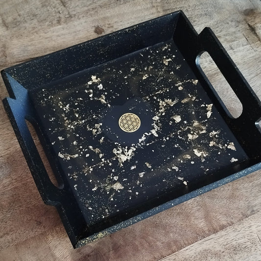 Plateau carré bois et résine