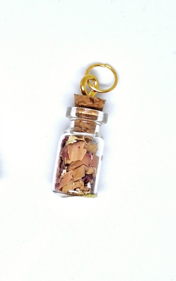 Collier fiole à souhaits  cylindriques - végétaux