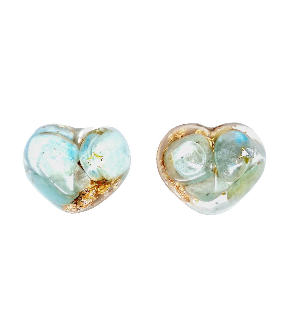Orgonite Cœur S - Amazonite, or, étoile 🩵