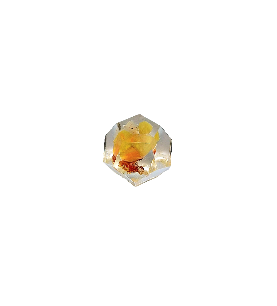 Orgonite Dodécaèdre agate jaune - or XS
