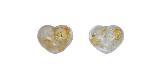 Orgonite Cœur S - Quartz opaque, or, lune 🤍