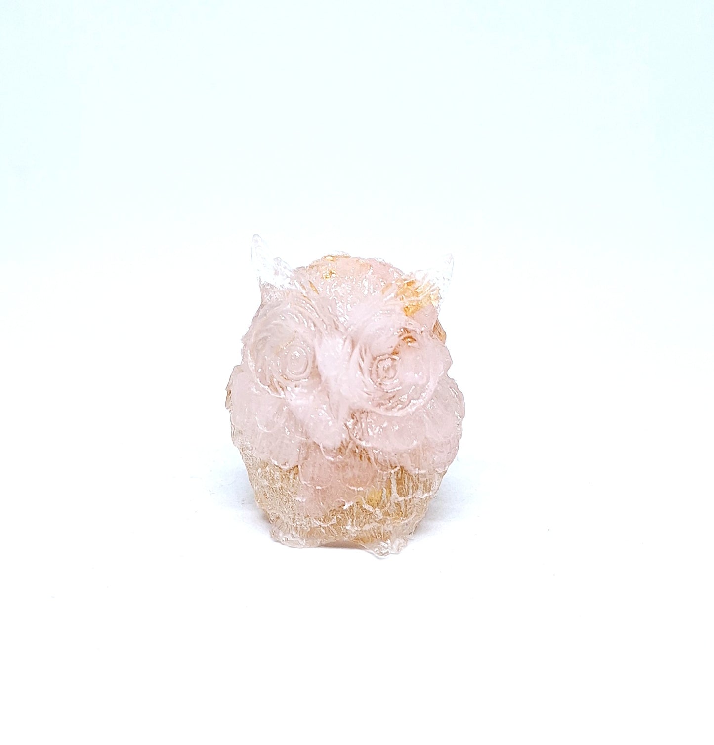 Chouette orgonite Quartz rose - Or