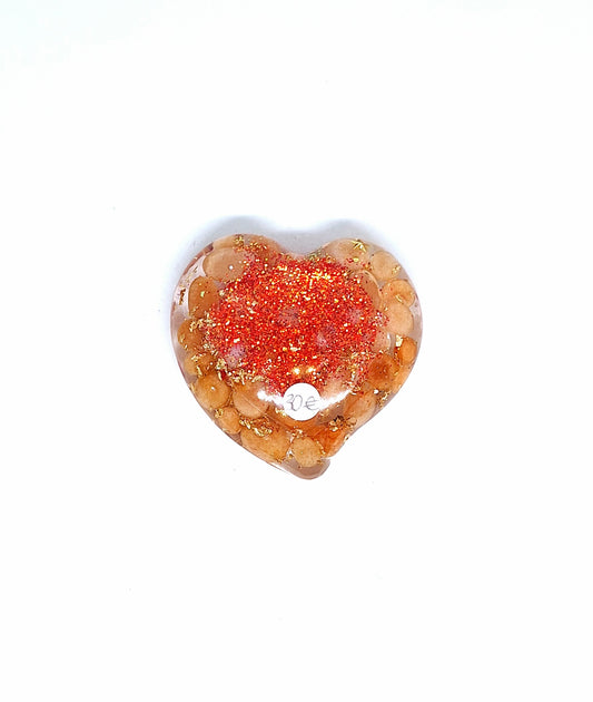 Orgonite Cœur M - Aventurine orange, or, étoile 🧡