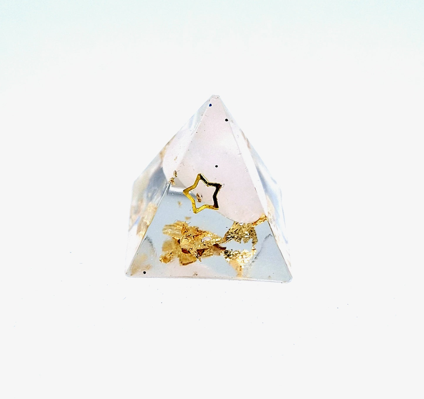 Orgonite pyramide XXS - Quartz rose, or 🩷
