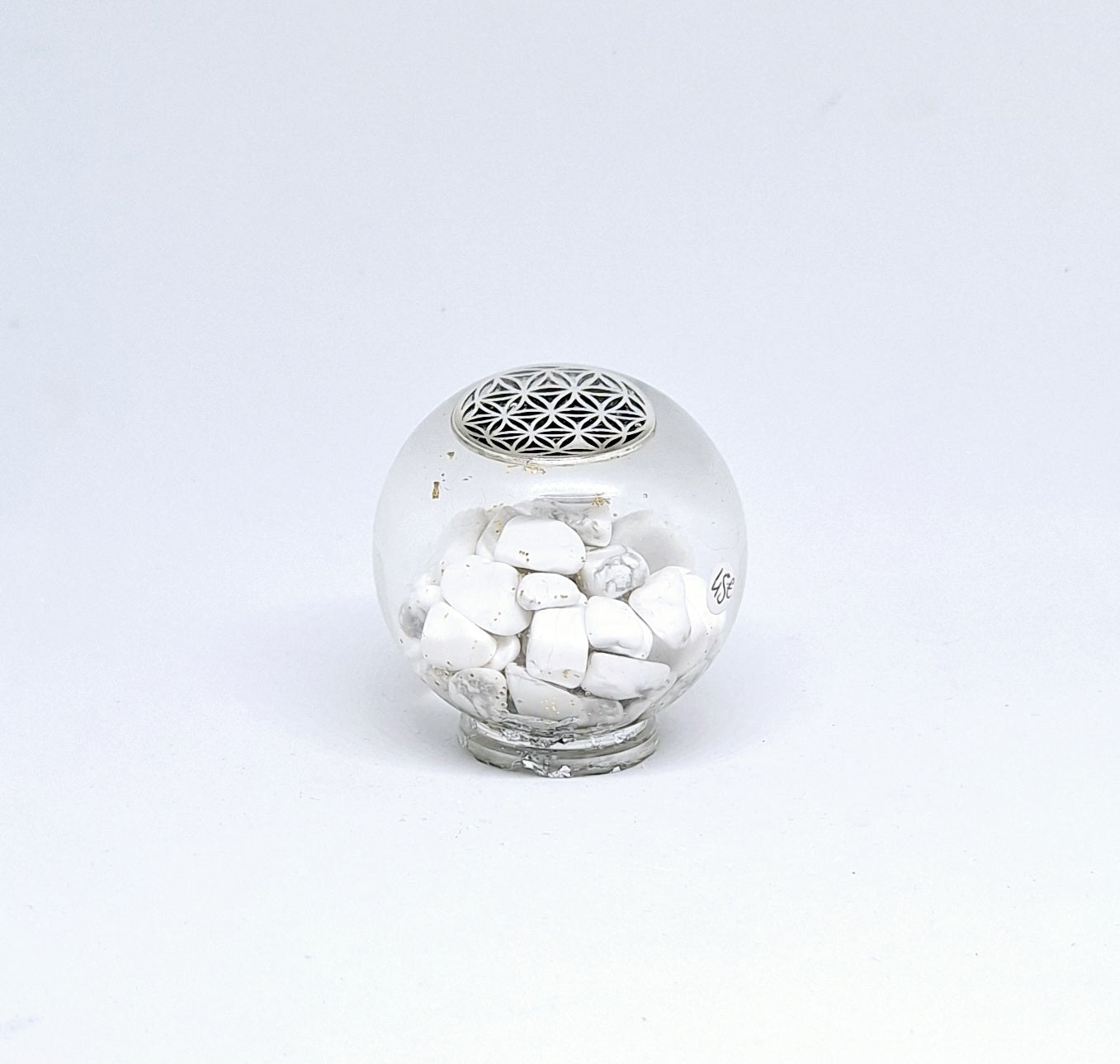 Orgonite Sphère M - Howlite, fleur de vie, aluminium