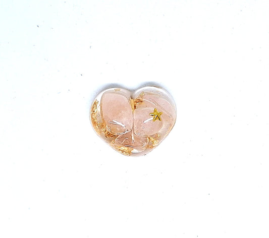 Orgonite Cœur S - Quartz rose, or, soleil, étoile ou lune 🩷