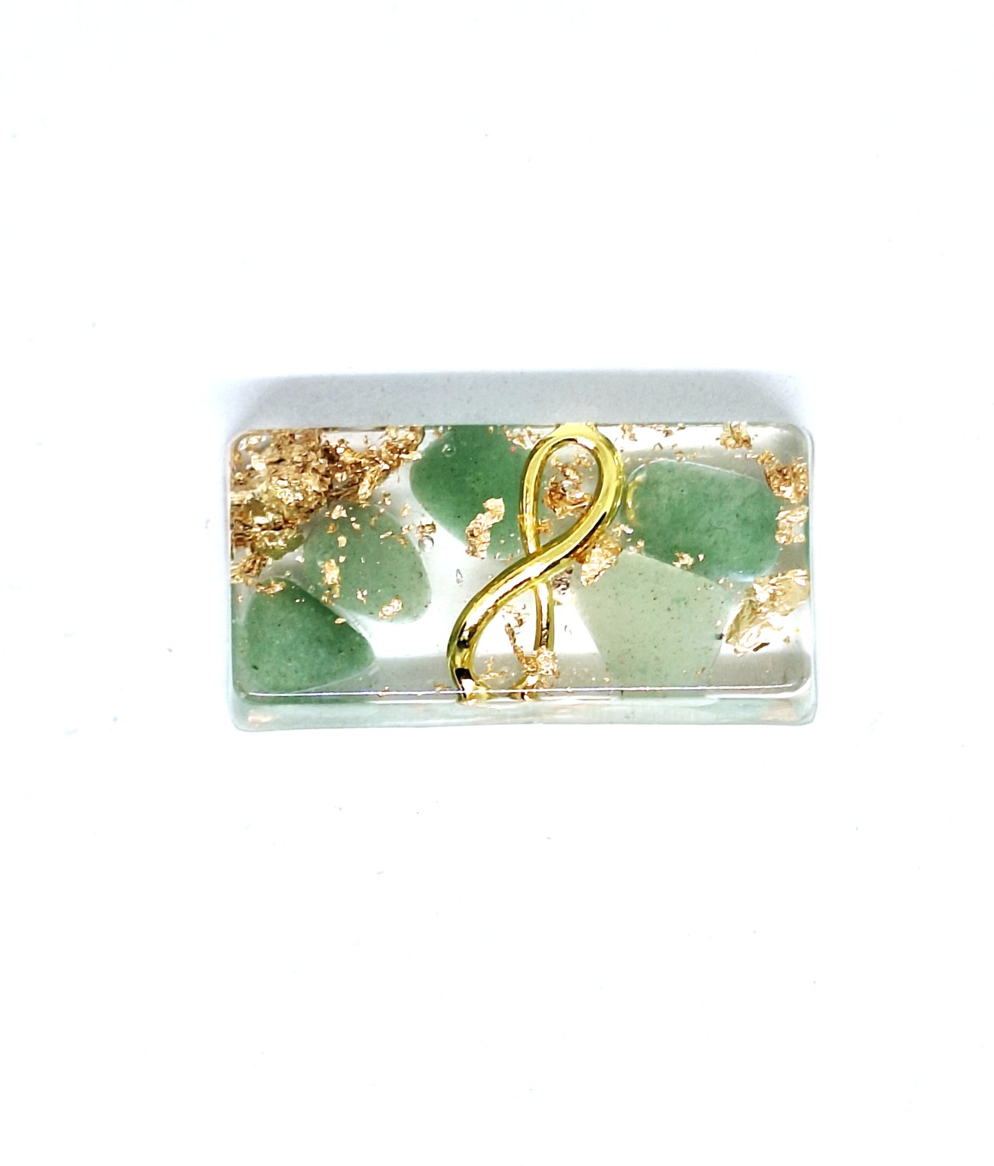 Orgonite lingot - Aventurine verte, soleil, infini ou étoile, or
