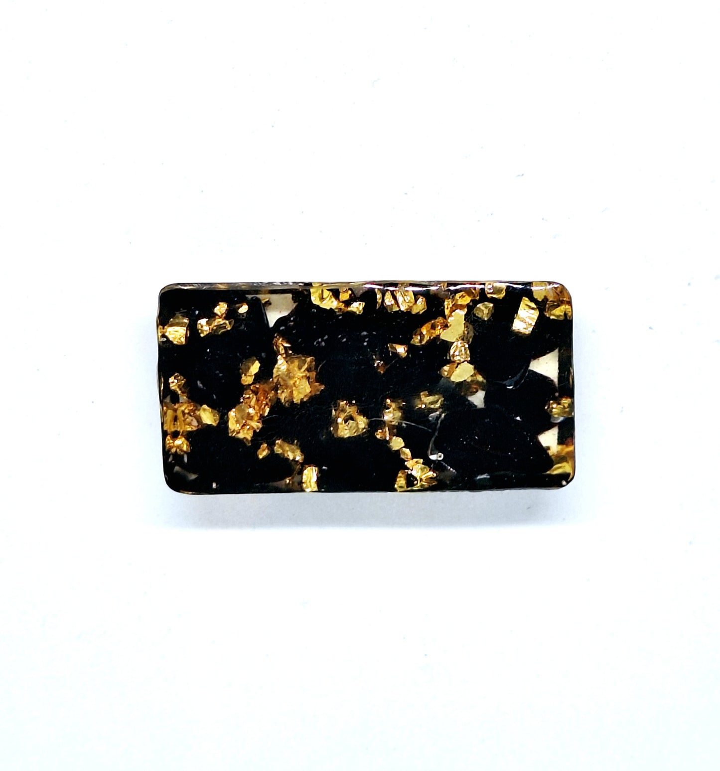 Orgonite lingot - Obsidienne, lune, acier doré