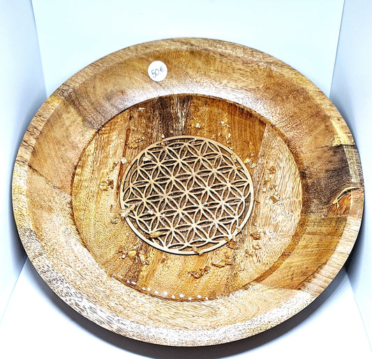 Plateau de rechargement bois L - Fleur de vie