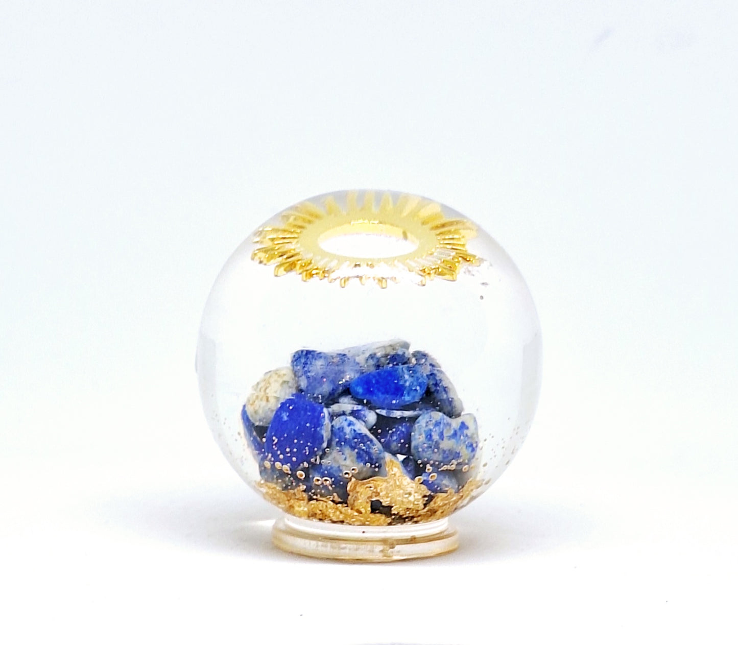 Orgonite Sphère M - Lapis-lazuli, soleil, or
